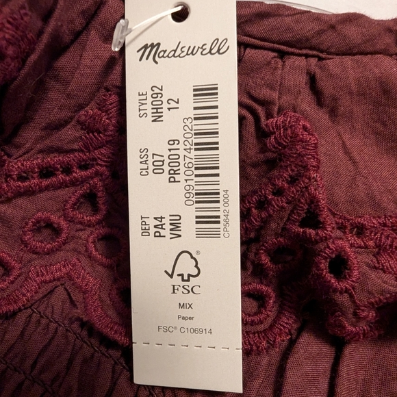 Brand new maroon midi sundress with ruffles from Madewell, size 12. - Picture 4 of 7